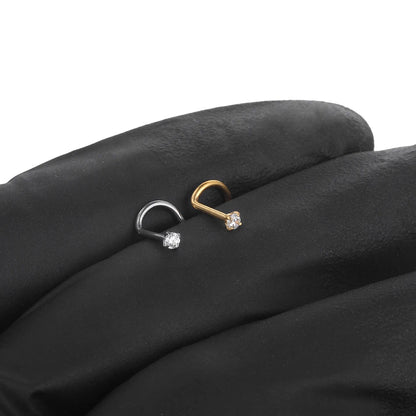 1PC Titanium 18G /20G 1.5/2/2.5/3mm Zircon Gem Nose Stud Piercing Screw Prong CZ Nostril Earring Nariz Piercings Sexy Jewelry Badiee Stylez