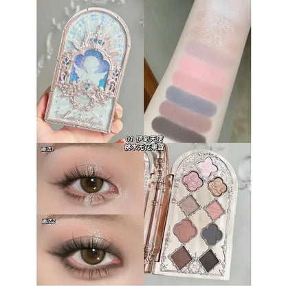 Flower Knows Moonlight Mermaid Eyeshadow Palette 8-Color Matte Shimmer Glitter Eye Makeup Cosmetics Women Beauty Eye Shadow angel 01 CHINA