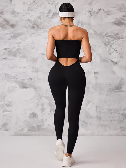 Anti Slip Strip Strapless Sports Jumpsuit Featuring Backless Lifting Hip Lifting To Shape Body Fit Snugly Yoga Fitness Underwear Badiee Stylez