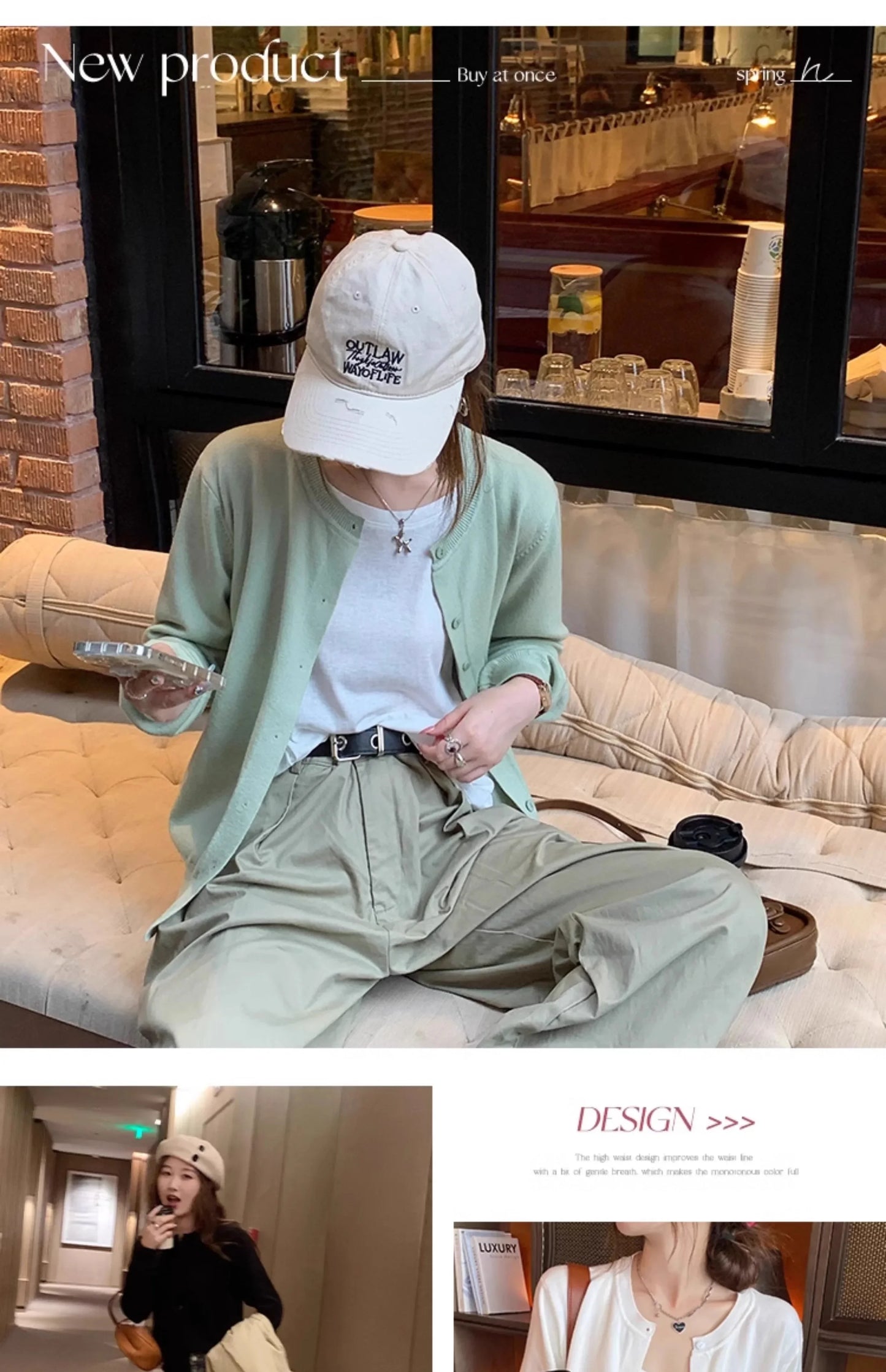 New 2025 Spring Summer Knit Cardigan O-Neck Solid Color Fashion High-Grade Comfortable Slim Casual Knitwear Tops