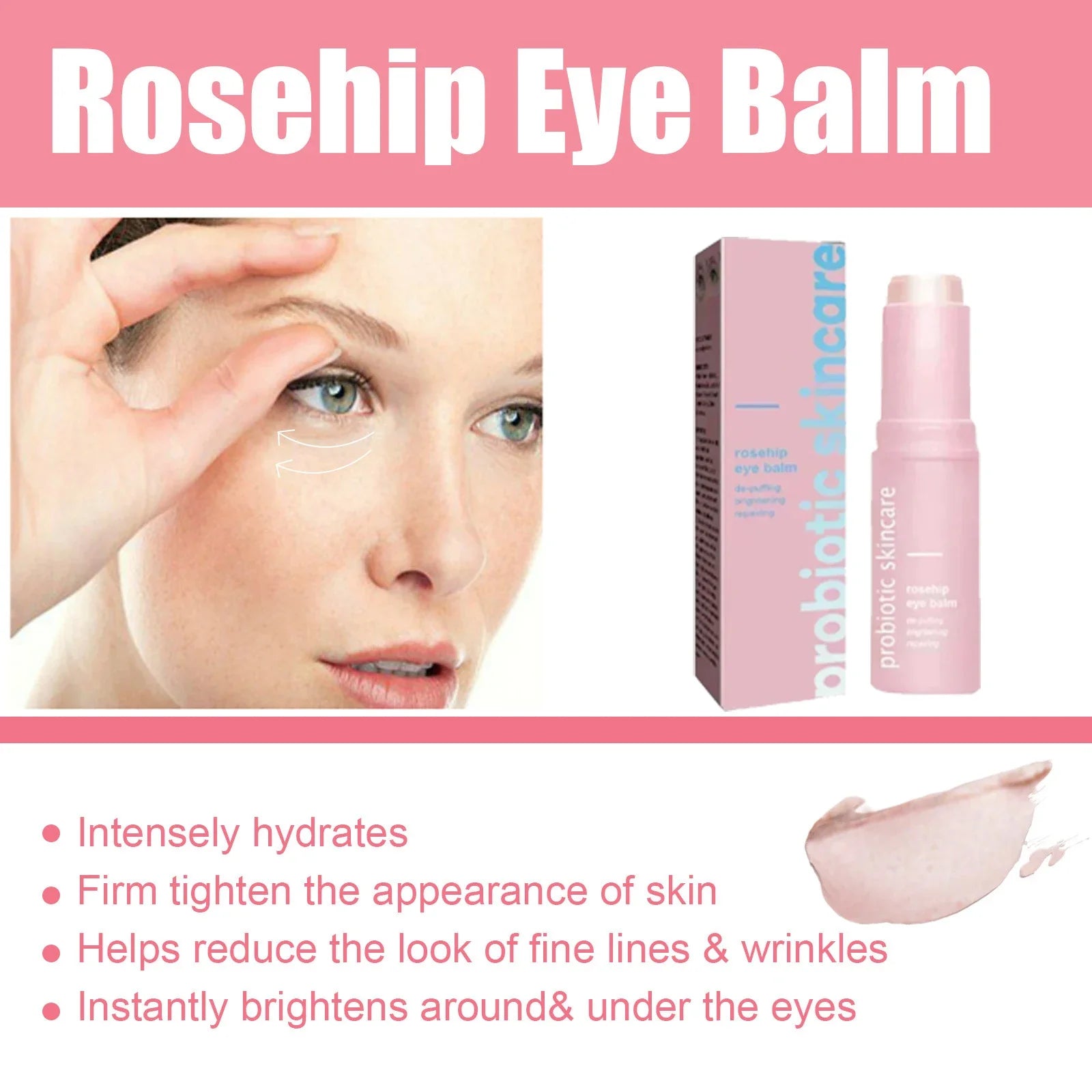 Women Extra Renewing Rosehip Eye Cream For Face Lifting Moisturizing Balm Stick Anti-Puffiness Remove Dark Circle Eye Care