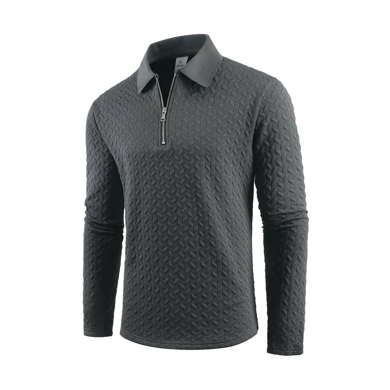 Zipper Polo Collar T Shirt Men Autumn Casual Sports Retro Light Luxury Pullover Fashion Men's Outdoor Long Sleeve Polo Shirts