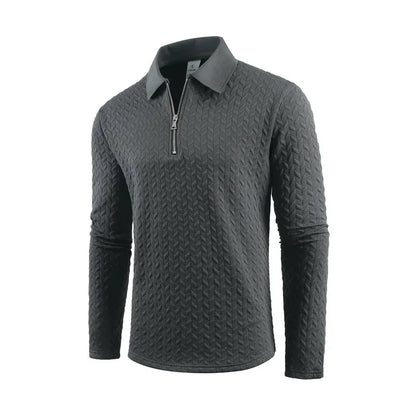Zipper Polo Collar T Shirt Men Autumn Casual Sports Retro Light Luxury Pullover Fashion Men's Outdoor Long Sleeve Polo Shirts