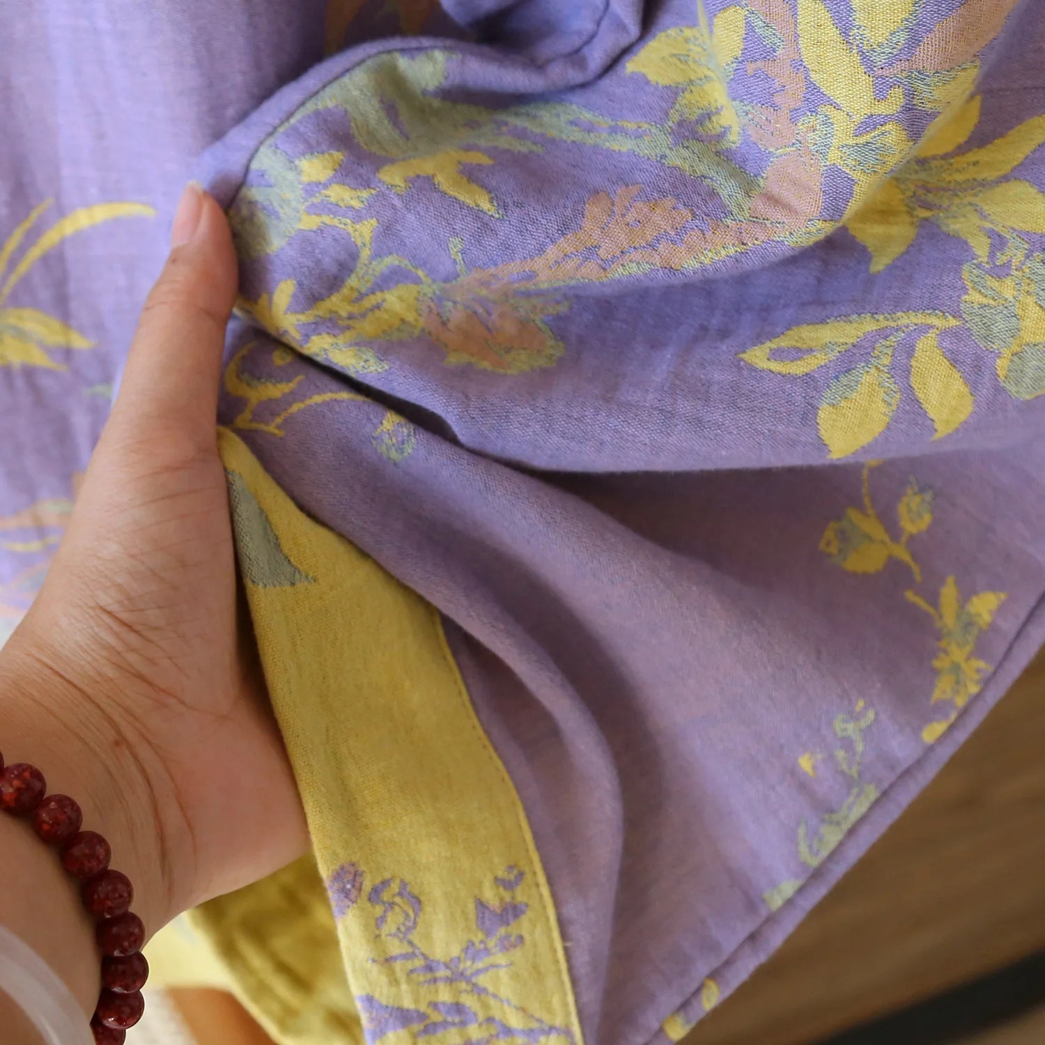 Women's Retro Long-sleeved Trousers Loungewear Set Yarn-dyed Double-sided Jacquard Thin Pajamas Round Neck Chinese Style Pijama