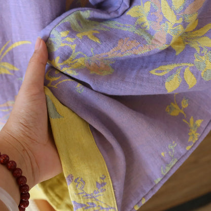 Women's Retro Long-sleeved Trousers Loungewear Set Yarn-dyed Double-sided Jacquard Thin Pajamas Round Neck Chinese Style Pijama