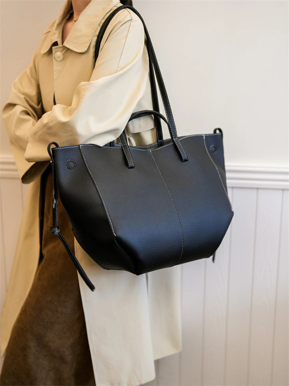 MOODS Branded Underarm Shoulder Bags For Women 2024 Latest Luxury Designer Handbags Soft PU Leather Large Capacity Shopping Tote