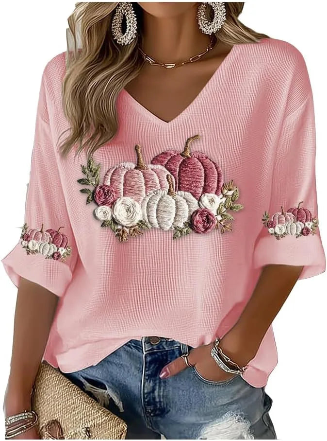 Women's Halloween Graphic Print T-Shirt Pink Ribbon Witch Halloween Costume T-Shirt Gifts Women Fashion Gothic Aesthetic Clothes