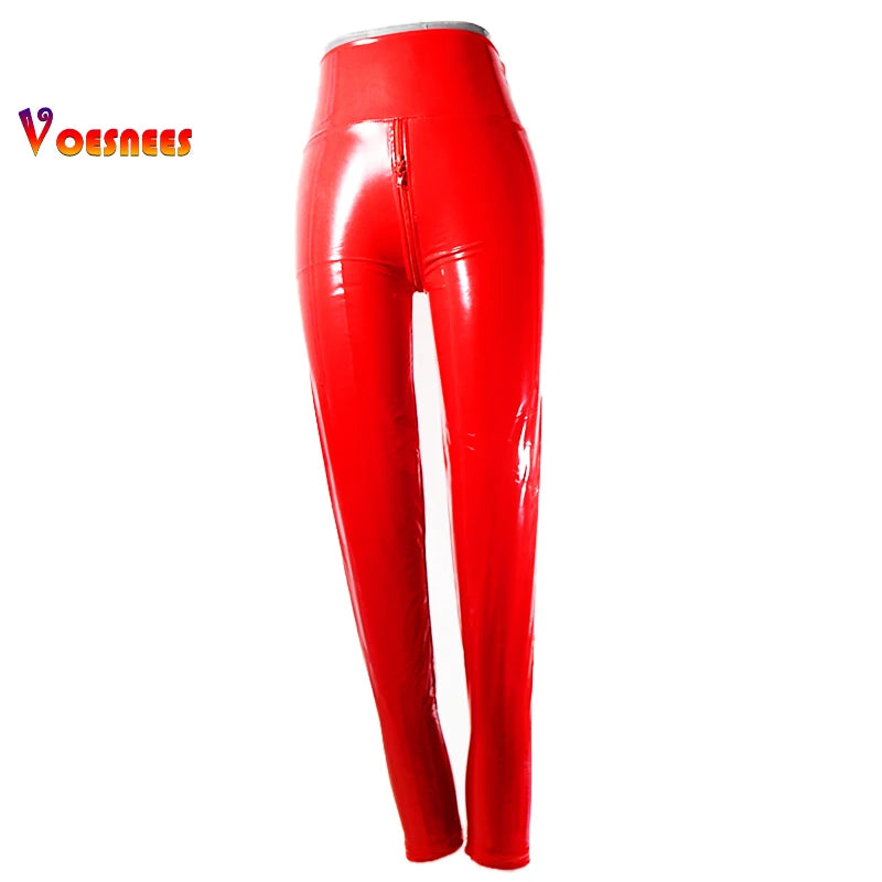 Sexy Tight Pants High Elasticated Waistband Trousers Sexy Slimming Leggings Skinny Pencil Pants Women PU Leather Hip Lifter