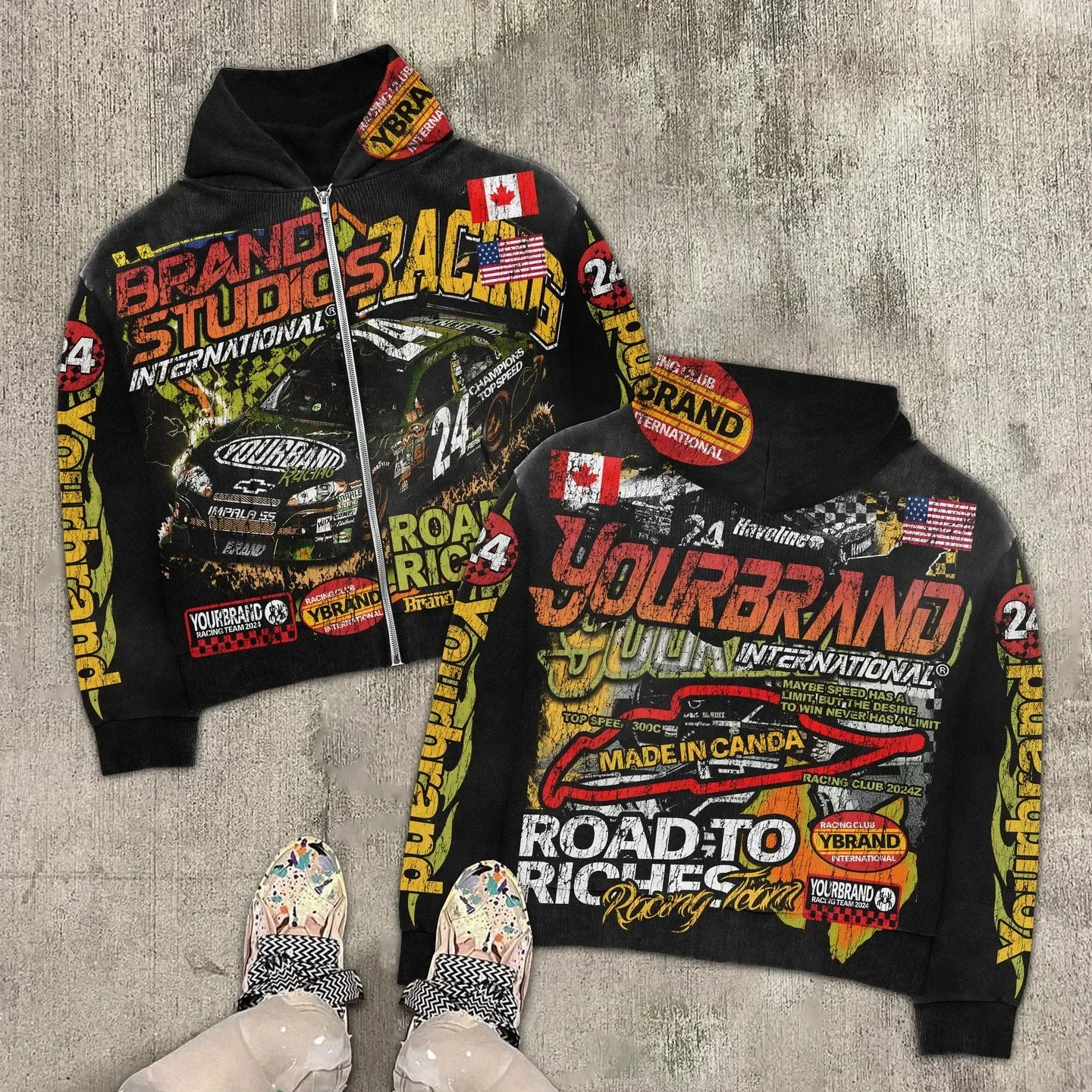 Gothic grunge Vintage Streetwear War Graphic Print Hoodies Women Y2k Tops Sweatshirt goth Oversized zip up Hoodie Mens Clothes