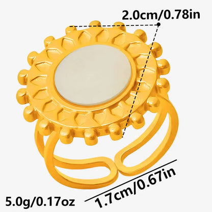 Sea Jewelry Shell Leaf Geometric Round Stainless Steel Rings For Women Men Accessories Open Adjustable Ring Beach Holiday Bagues