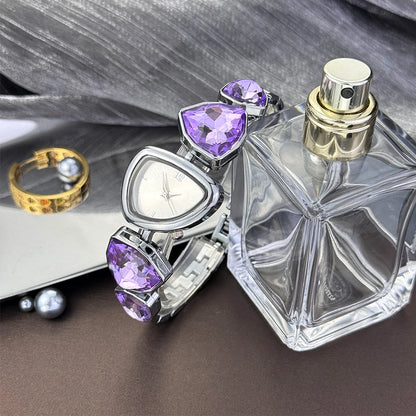 Women's irregular shape large sparkling special-shaped rhinestone simple sun pattern dial Fashion trend avant-garde quarts watch