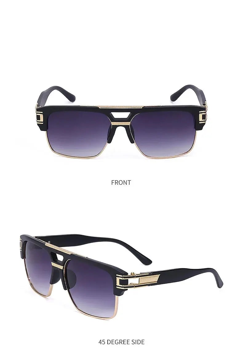 European And American Fashion Sunglasses Transparent Frame Glasses Cross Border Men And Women Retro Square Frame Sunshade Mirror