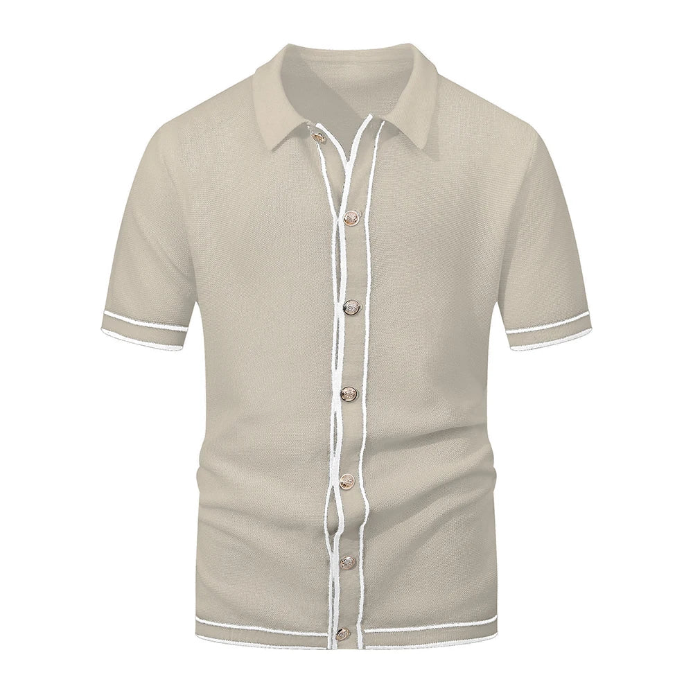 Men's Retro Striped Polo - 2025 Summer Collection, Breathable Knit for Confident Casual Style