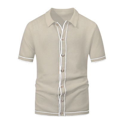 Men's Retro Striped Polo - 2025 Summer Collection, Breathable Knit for Confident Casual Style