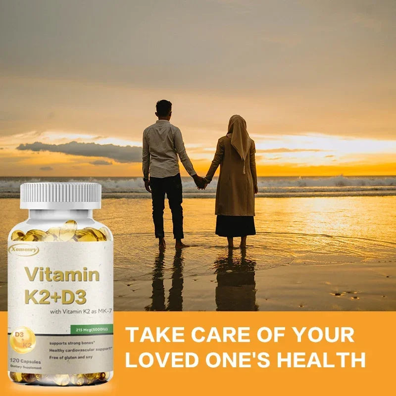 Vitamin K2 + D3 Supplement - Promotes Calcium Absorption, Helps Promote Bone, Teeth, Joints, Heart Immune Health