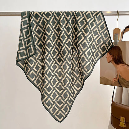 Fashion 70cm Cotton Square Scarf Women Floral Print Design Bandanas Lady Scarves Headband Accessories Handkerchief Hair QME176-01 65x65cm