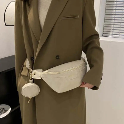 Portable Fanny Packs PU Chest Bag With Coin Purse Korean Style Banana Bag Half Moon Bag Large Capcity Running Waist Bag Men