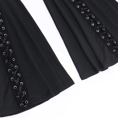 Y2K Summer Cross-band Strap Art Micro-flare Casual Pants Metal Buckle Decoration Personal Pants Women Versatile Sexy Slim Pants