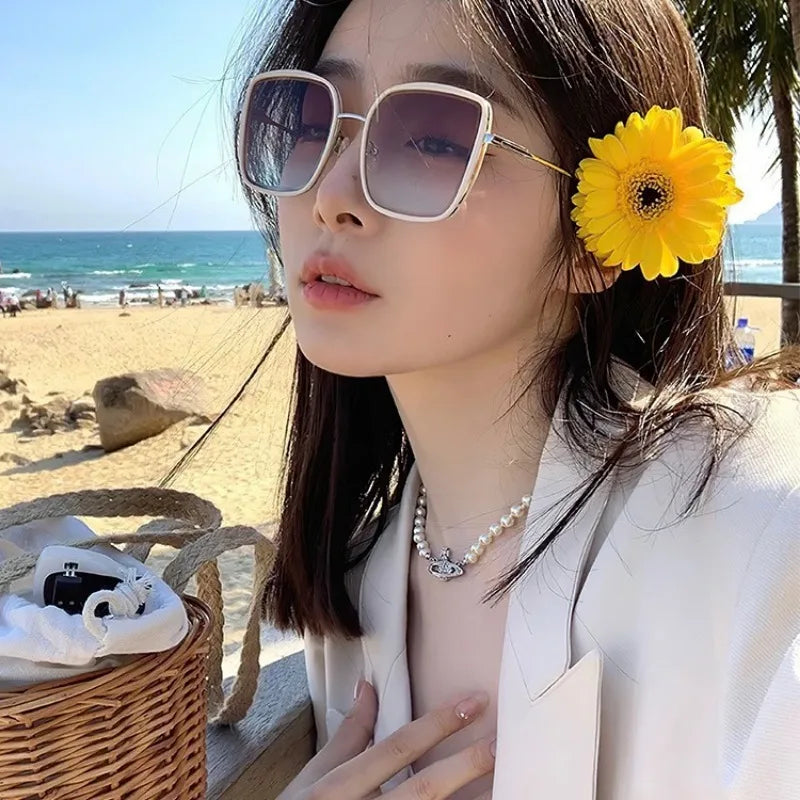 Fashion Square Sunglasses Women New Retro Decoration Glasses Men Leopard Blue Sun Glasses Gradient Shades UV400 Eyewear