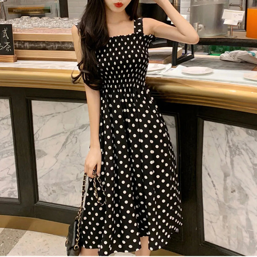 Sexy Off Shoulder Polka Dots Midi Dress Women 2024 Summer Casual High Waist Elegant Office Laides Dresses For Women Badiee Stylez