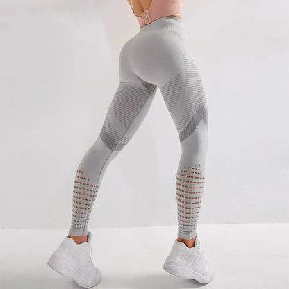 Women Fitness Leggings High Waist Seamless Leggings Sportswear Breathable Feamle Workout Legging Gray