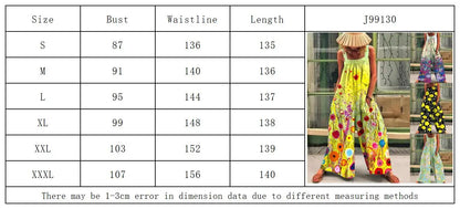 Loose casual lazy wind oversize print suspenders one-piece pants 2024 summer new straps broad leg one-piece pants woman Badiee Stylez