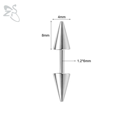ZS 1 PC 16G Stainelss Steel Eyebrow Ring For Men Women Long Spike Curved Nose Bridge Piercing 3 Colors Cone Lip Labret Piercings Style 1 6X4X8MM