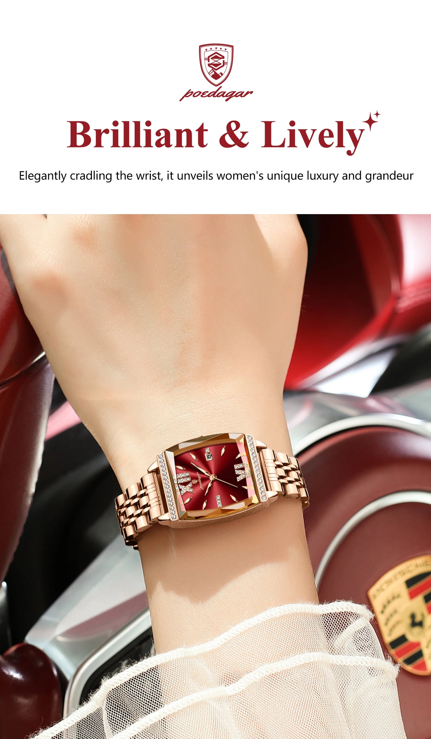 POEDAGAR Diamond Luxury Watch For Woman High Quality Waterproof Date Ladies Quartz Watch Stainless Steel Women Watches Reloj+Box