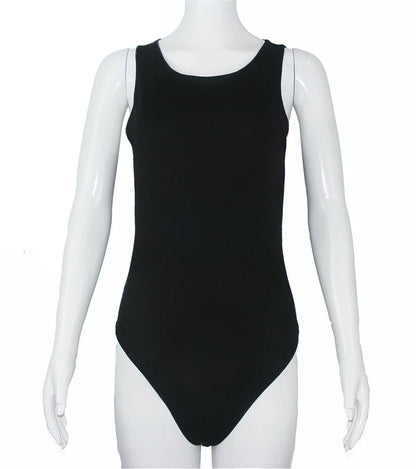 Woman Clothing Bodysuits Sleeveless Slim Fitness Double Layer Cloth Knitted Jumpsuits Sex Leggings Playsuits 2024 Y2K Qtraf2407 black