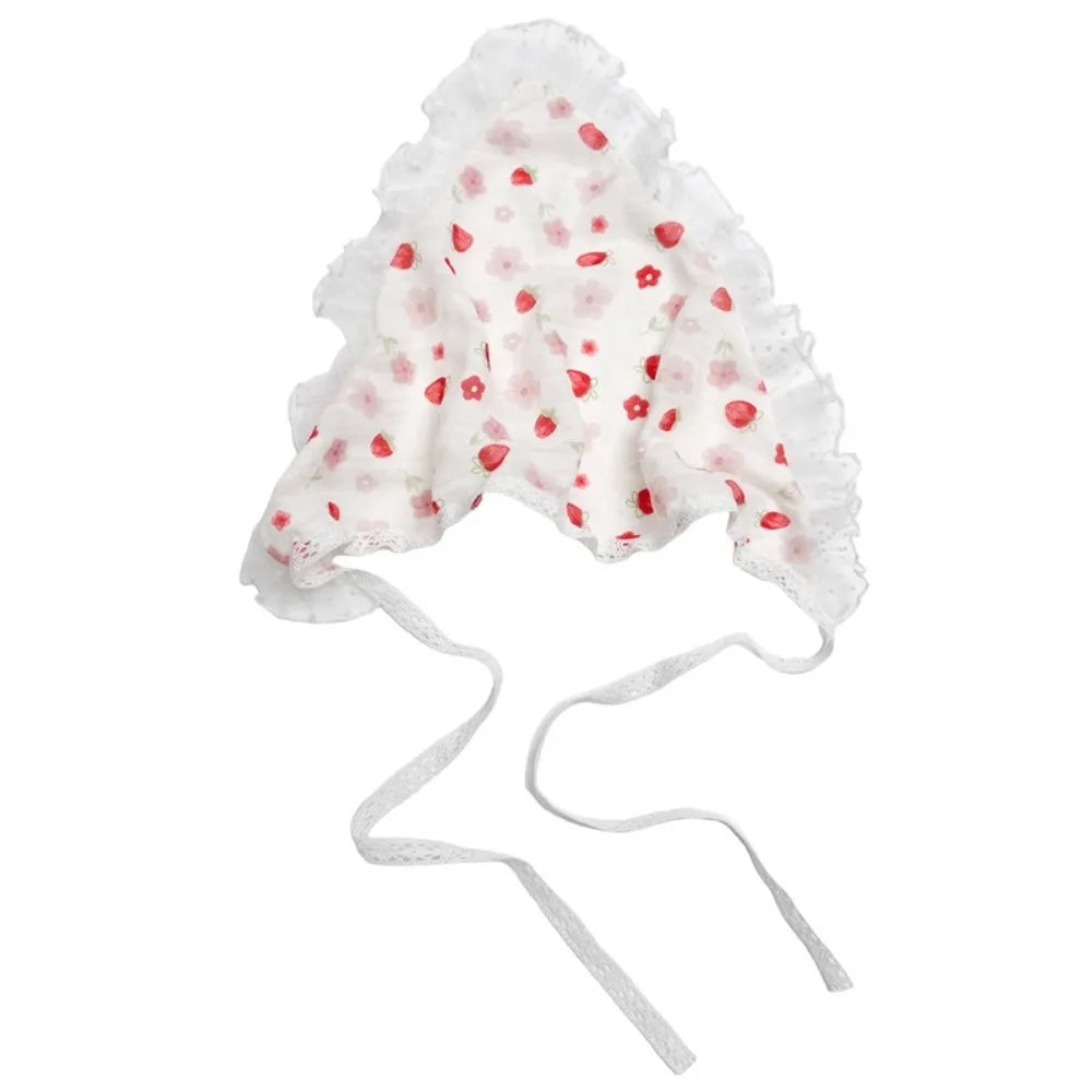 French Pastoral Style Triangle Triangle Headband Fiber Handmade Flower Headscarf Flower Lace Turban Hair Accessories Beach