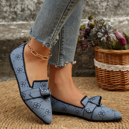Women Flats Loafers Bowknot Pointed Toe Mesh Casual Shoes Comfort Walkers Ladies Light Lace Up Soft Sole Flats Zapatos De Mujer