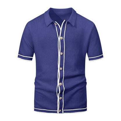 Men's Retro Striped Polo - 2025 Summer Collection, Breathable Knit for Confident Casual Style