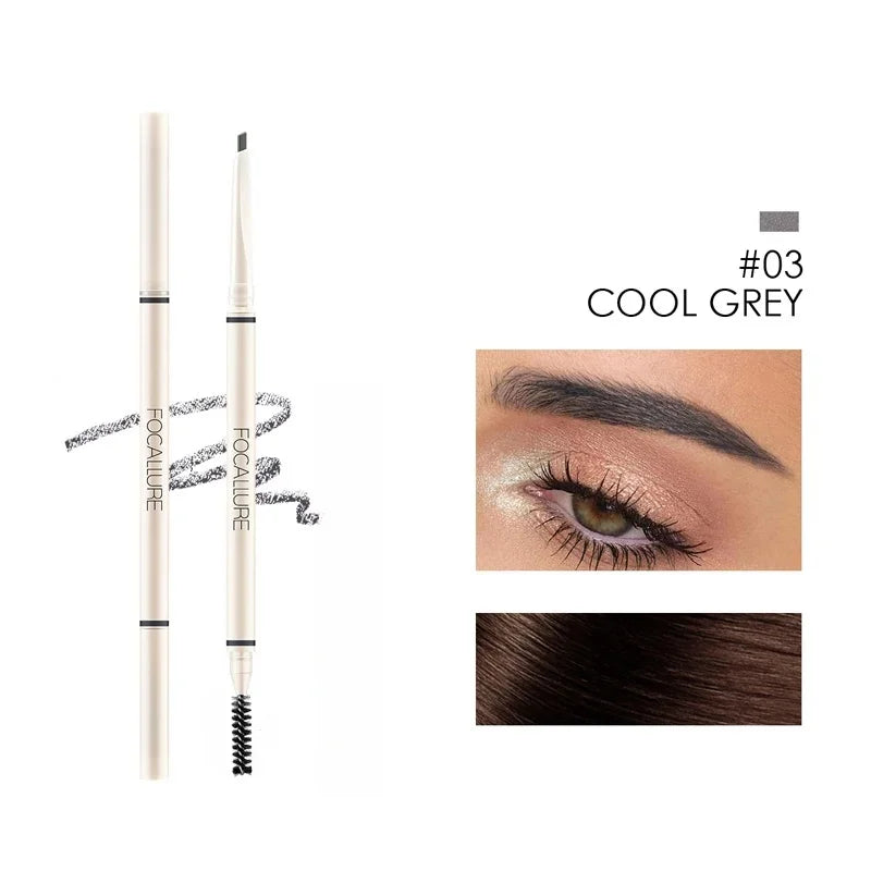 FOCALLURE Eyebrow Pencil Ultra Fine Eyebrow Enhancer Pen Brown Waterproof Long-lasting Precise Eye Brow Makeup Beauty Cosmetics Cool Grey
