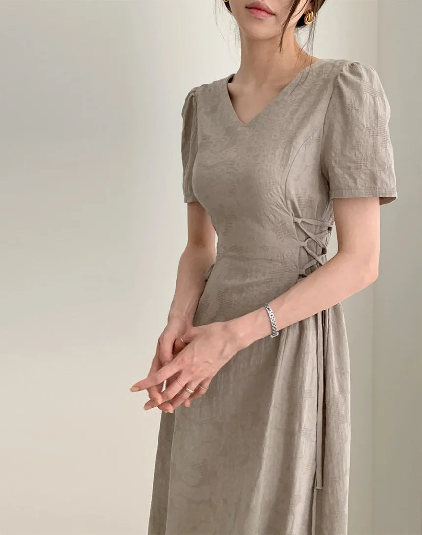 Cotton Linen Dress Long New Hot Sales Woman Short Sleeve Solid Retro Vintage Long Dresses