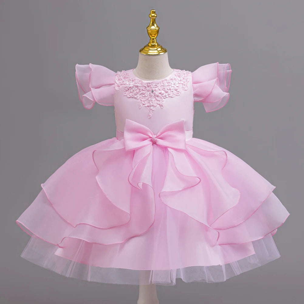 Princess dress; evening dress; bow puffy dress; stage performance dress; hostess dress; flower girl dress; gauze dress Badiee Stylez