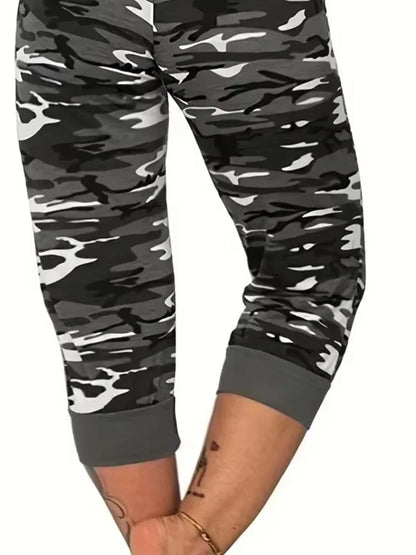 Plus Size 1XL-5XL Women's Casual Cargo Pants Women Yoga Workout Cropped Trousers Stretch Waist Athletic Fitness Sweatpants