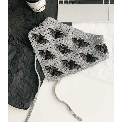 Halloween Costume Skeleton Ghost Bat Spider Web Personalized Knitted Crochet Headband Female Photo Photo Triangle Scarf Trendy Badiee Stylez