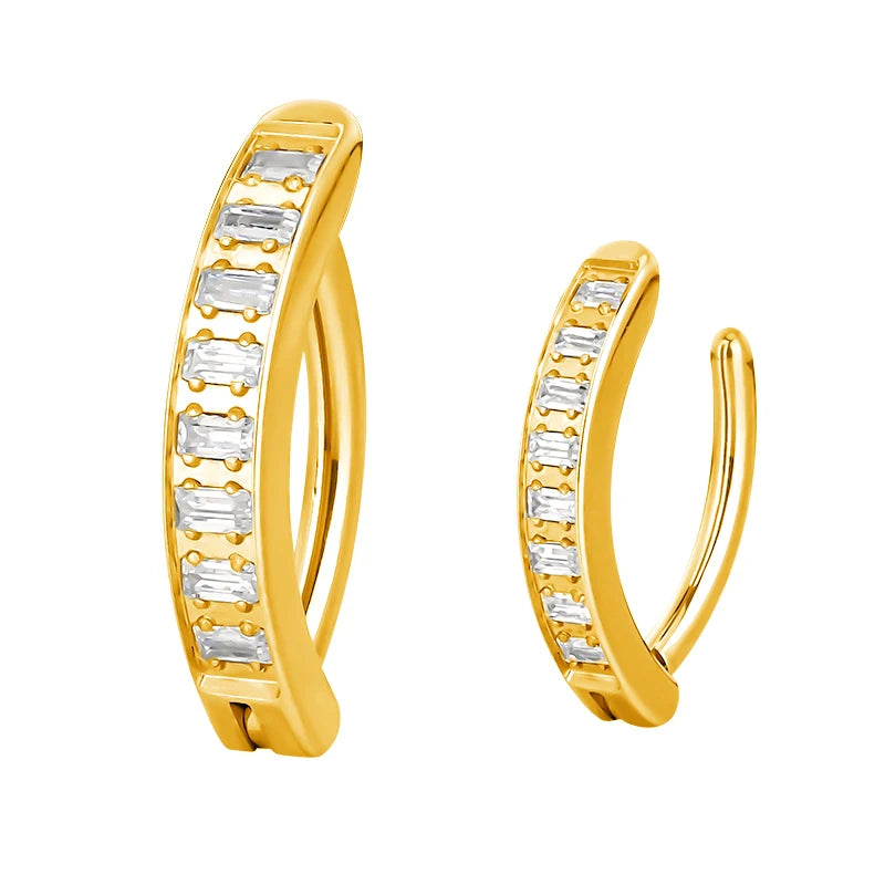 ASTM F136 Titanium PIERC Reverse Curved Clicker Navel Barbell Shiny CZ Sexy Belly Button Rings Bellybutton Sexy Piercing Jewelry