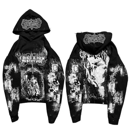 Overdxse Devil Horn Hoodie Gothic Street Clothing Oversized Pullover Unique Horn Design Avant-garde Fashion Limited Edition