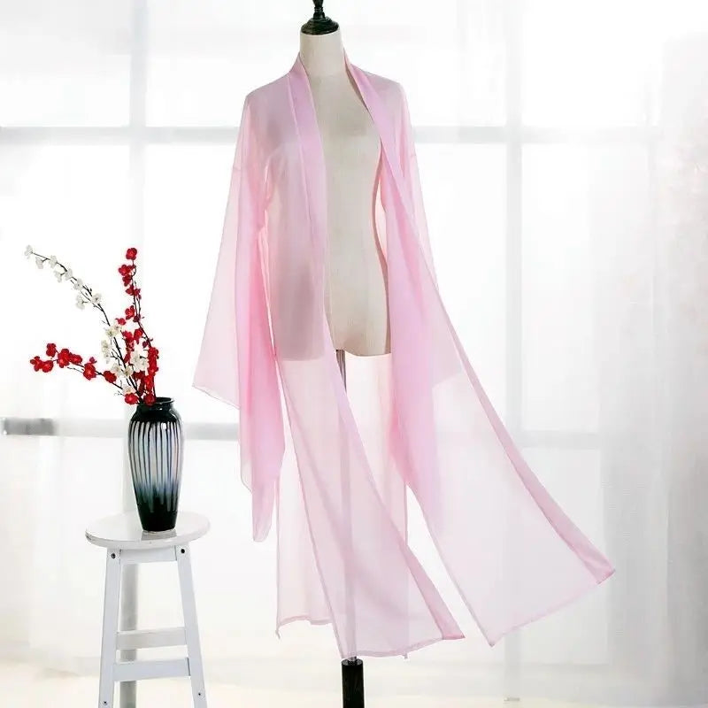 2025 new summer women long chiffon Cardigan sunscreen three quarter sleeve black blue white fashion thin cardigan
