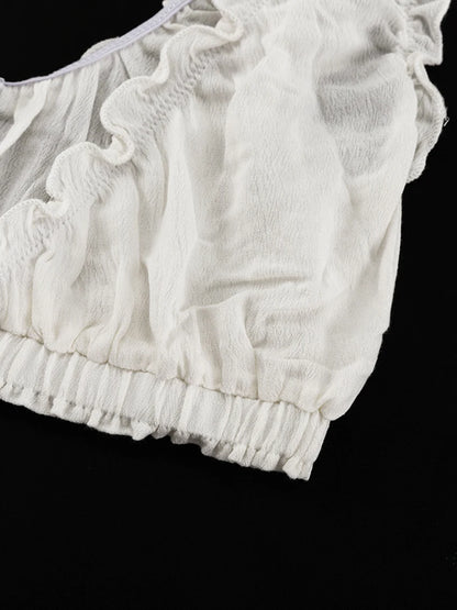 Marthaqiqi Casual Women Nightgowns Set V-Neck Sleepwear Long Sleeve Robe Underwear Shorts White Loose Ladies Pajama 3 Piece Suit