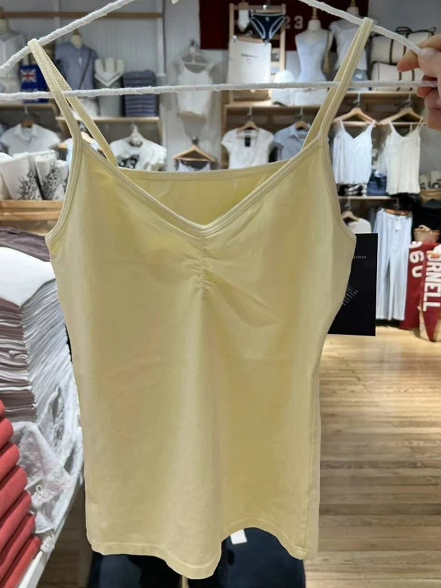 Floral Print Bow V Neck Camis Women Chic Lace Trim Sleeveless Slim Crop Tops Vest Sweet Casual Fashion Raw Hem Tank Top Y2k New New light yellow One Size