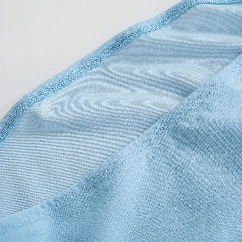 CUTENOVA Women Soft Tender Slight Blue Strapless Wrap Hipster Mini Pleated Dress Pullover Sexy Charm Outfits Girls Dating Wear