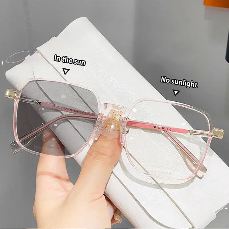 Photochromic Anti Radiation Glasses Metal Eyeglass For Woman Men Badiee Stylez