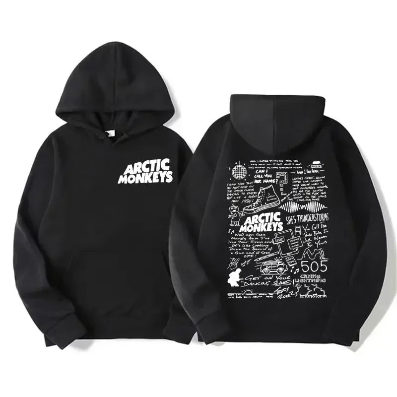 Retro Rock Arctic Monkeys Music Album Graphic Hoodies Men Vintage Oversized Y2k Hip Hop Hoodie Punk Sweatshirt Tour Plus size Hblack1