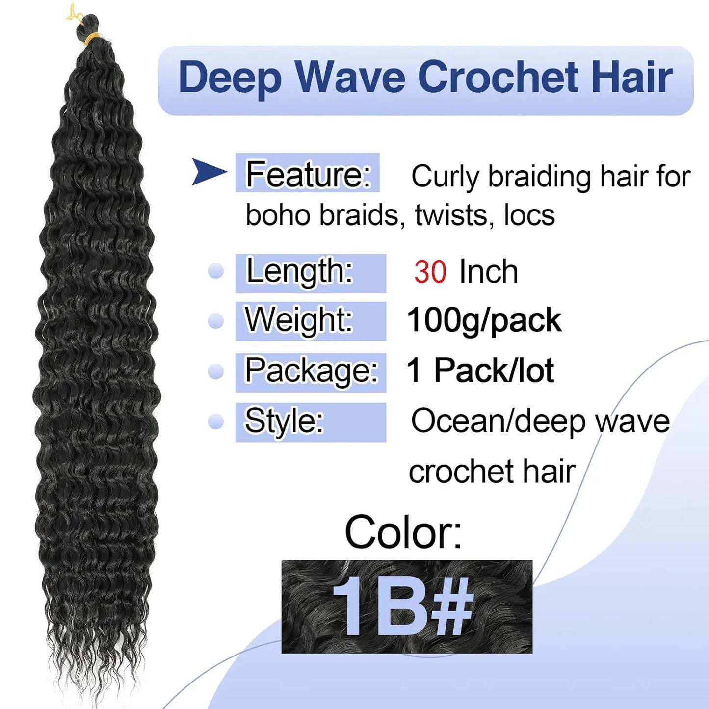 Synthetic Curly Braiding Hair 30 Inch Ocean Wave Crochet Hair for Black Women Long Deep Wave Wet and Wavy Braiding Hair Badiee Stylez