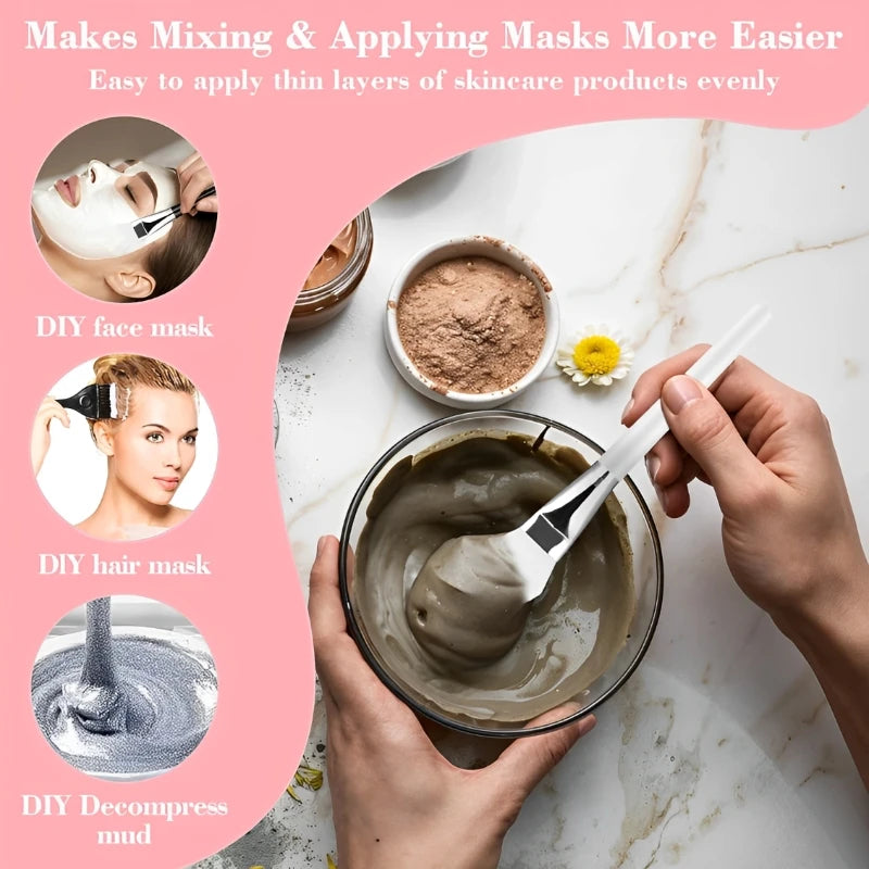 Skin Care DIY Mask Set Clear Rod Mud Mixing Bowl Spoon Set Soft Applicator Brushes for Face Deep Cleaning Portable Beauty Tools
