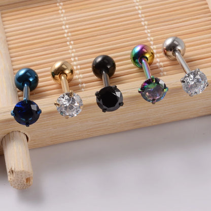 2PCS Anti-Allergy Surgical Steel  Prong Zircon Tongue Barbell Piercings Ball Tongue Barbell Rings Fashion Piercing Jewelry Badiee Stylez