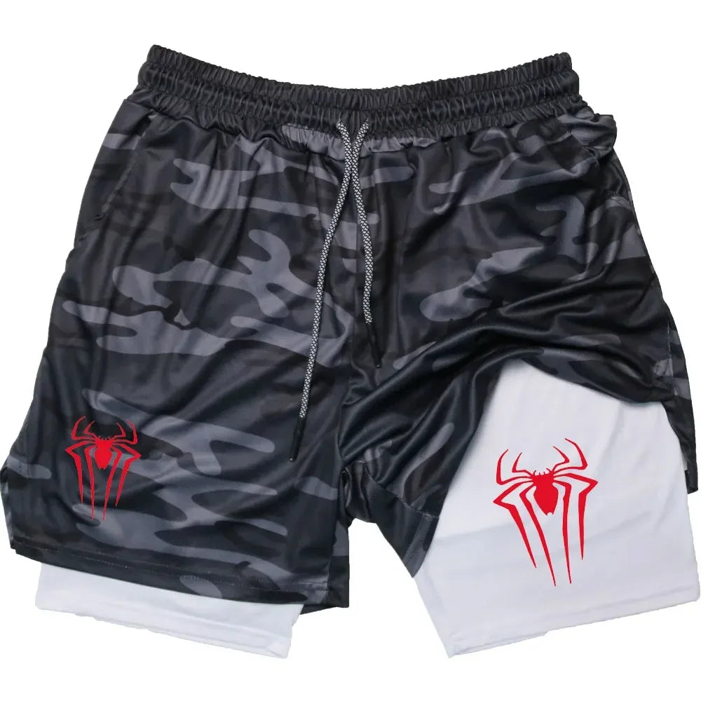 Men's  sports shorts,  spider print  compression shorts , informal, training, running, 2-in-1, Y2K order shipped directly Badiee Stylez