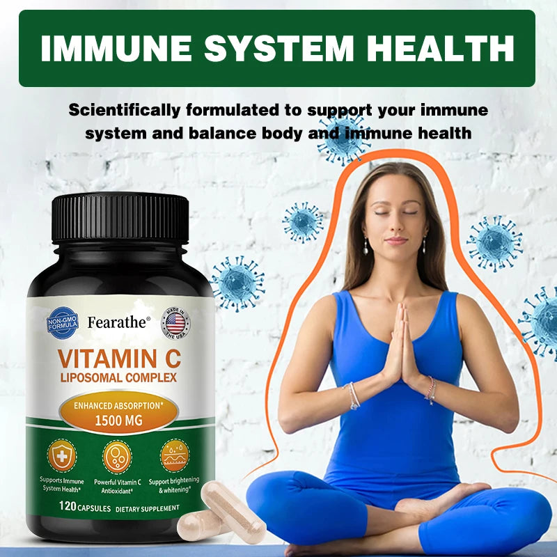 Vitamin C 1500 Mg Supplement - Improves Absorption, Ascorbic Acid, Immune System and Collagen Health, Antioxidant, Whitening